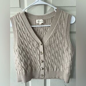 Women's Tan Cable Knit Sweater Vest